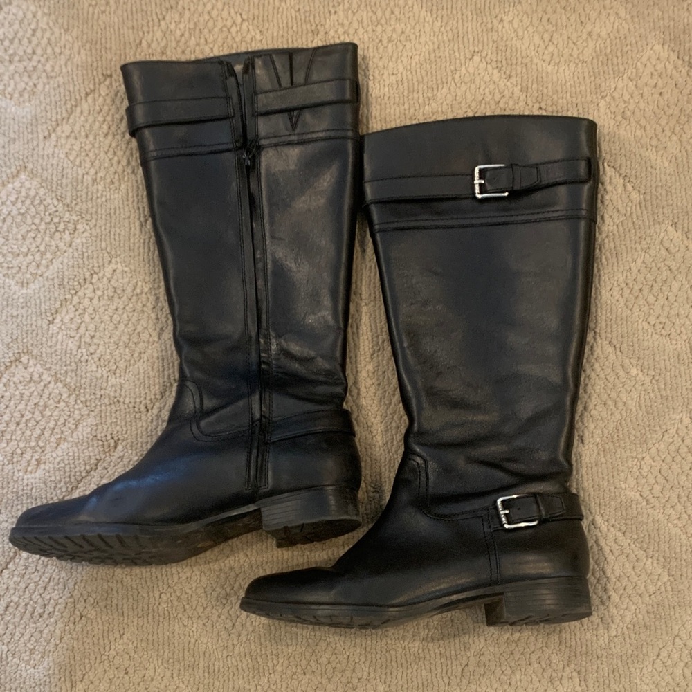 Lauren Ralph Lauren Black Leather Knee-High Riding Boots